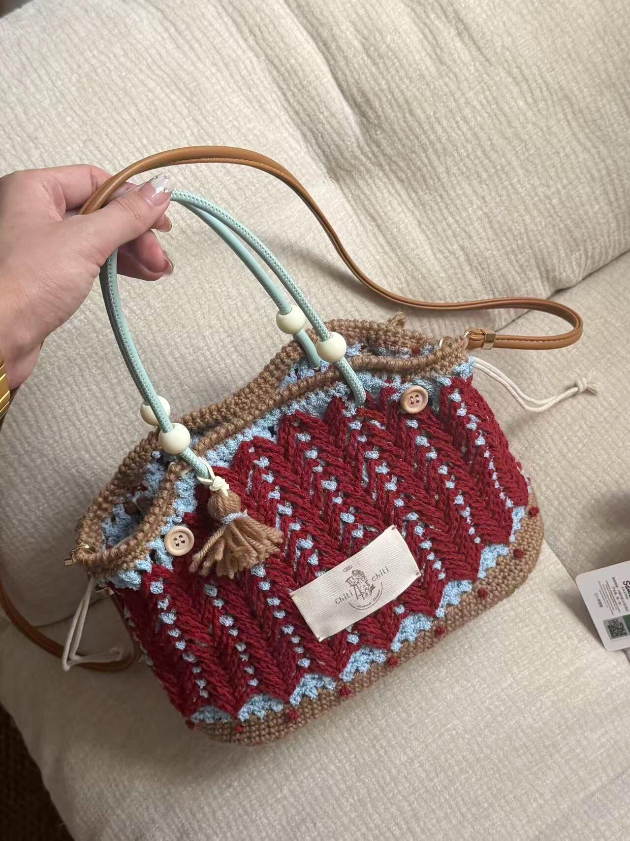 Crimson Weave Rose Handbag（unfinished DIY Crochet Kit）