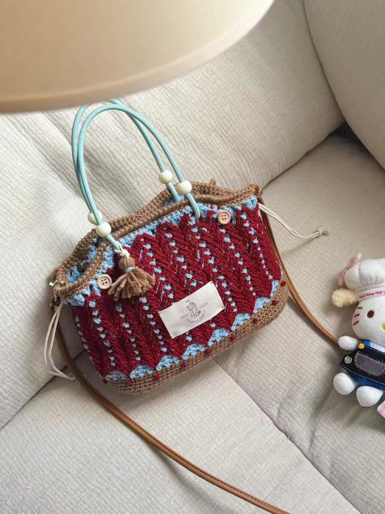 Crimson Weave Rose Handbag（unfinished DIY Crochet Kit） – IGNIS