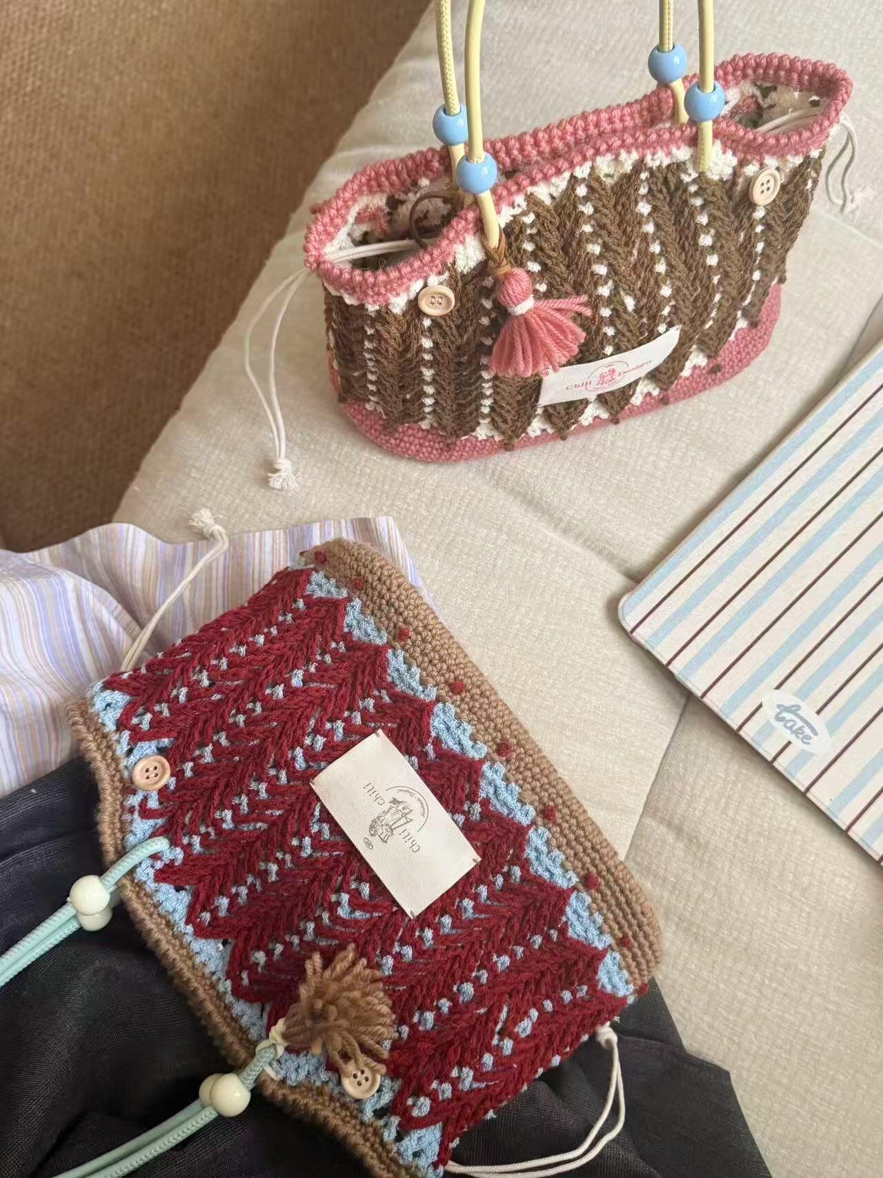 Crimson Weave Rose Handbag（unfinished DIY Crochet Kit）