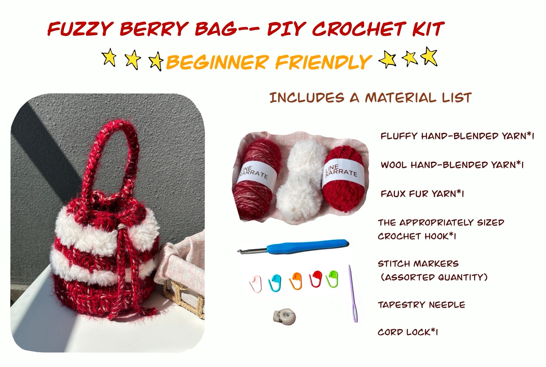 Fuzzy Berry Bag（unfinished DIY Crochet kit）